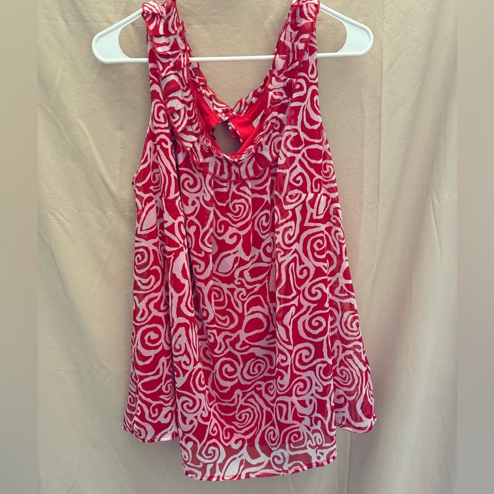 Dress Barn Stylish Red & White Swirl Top